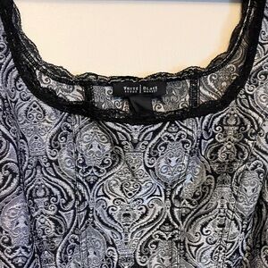 White House Black Market Black and Gray Lace Top